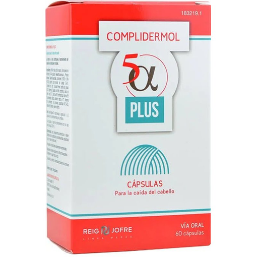 Complemento Alimentar REIG JOFRE Complidermol 5 Alfa Plus (60 cápsulas) CLUB ONLINE - Tratamentos para a queda de cabelo - complemento alimentar, 60 cápsulas