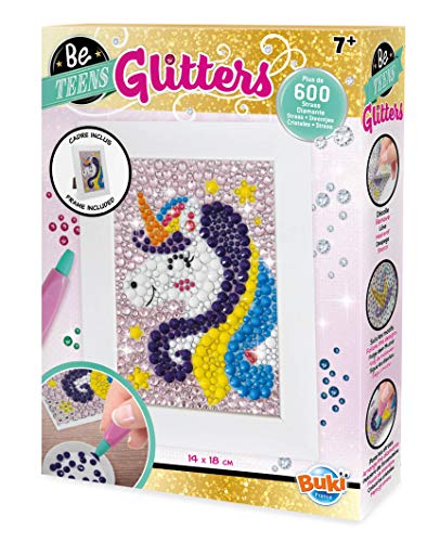 Pintar com Diamantes BUKI Glitters Unicornio (Idade Mínima: 3) BUKI FRANCE - Kits de artesanato de brinquedos - diamantes, adesivo removível, marcador, cerdas