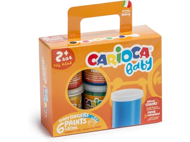 Pinturas de dedos laváveis CARIOCA Multicor Carioca - Tinta, tinta de arte e esmalte - multicor, laváveis, 80 ml