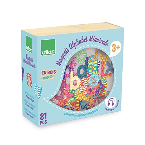 Jogo de Tabuleiro VILAC Magnets Alphabet Majuscule VILAC - Fabricação - educativo, 81 peças, magnéticas, letras