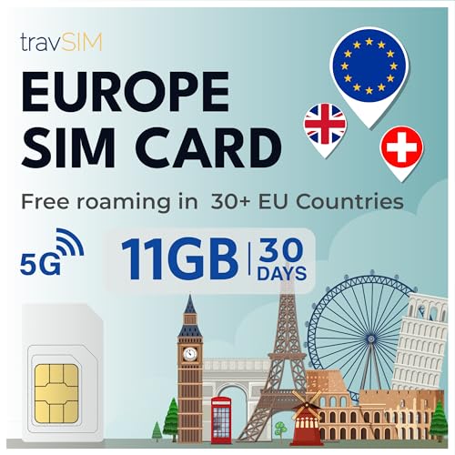travSIM Cartão SIM Europeia 11GB de dados|Ligação ilimitada ThreeUK - Cartões sim - 11GB, ligação ilimitada, ativação automática, 100 países