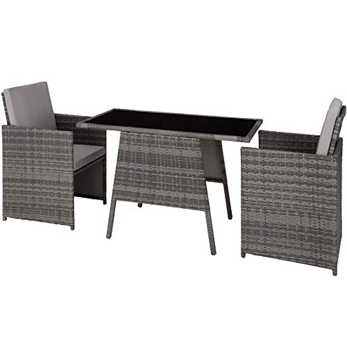 Conjunto de Jardim TECTAKE Lausanne (Cinzento - Polietileno - 52.5x56x88 cm) TecTake - Móveis de exterior - 52.5x56x88 cm, polietileno, modular, cinzento
