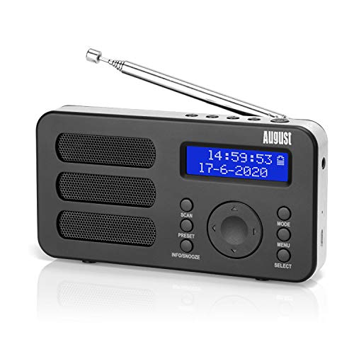 Rádio Digital PORTABLE RADIO August MB225 August - Áudio - rádio digital, sintonizador fm, dab+, alarme, temporizador