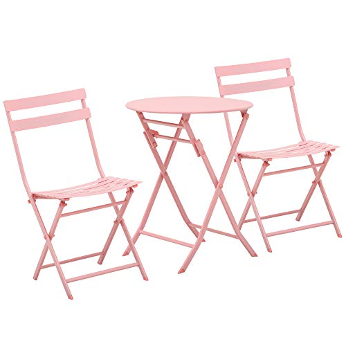 Conjunto de Jardim OUTSUNNY (Rosa - Aço - 60x50.5x75 cm) Outsunny - Conjuntos de móveis de exterior - rosa, aço, 60x50.5x75 cm