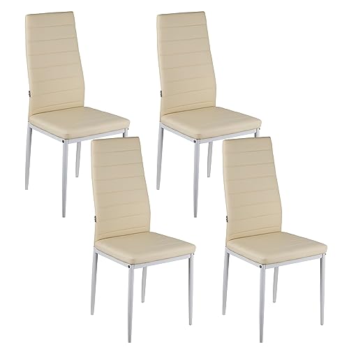 Conjunto de 4 Cadeiras de Jantar BARONI Home (Bege - Poliéster e Aço) Baroni Home - Cadeiras - 4 cadeiras, design moderno, acolchoado, ergonômico