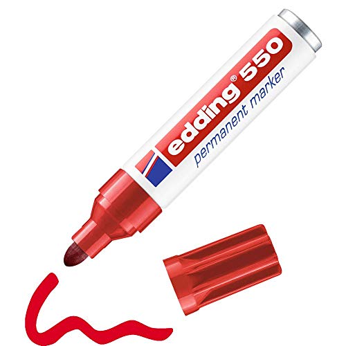 Marcador Permanente EDDING 550 Vermelho Edding - Marcadores e marcadores de texto - permanente, pigmentos, fácil de usar, pincel