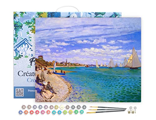 Painel FIGURED'ART Regatta em Sainte-Adresse Figured'Art - Materiais de arte e artesanato - pintura por números, painel impresso, 3 pincéis, guia de papel