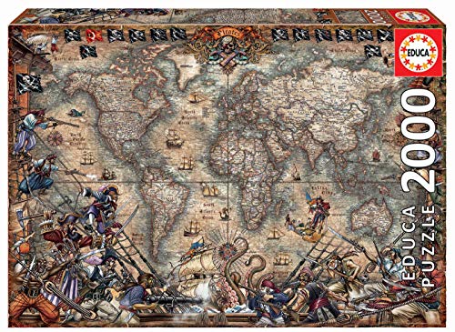 Puzzle Educa Pirate Map 2000 Peças Desenhos Animados Educa Borrás - Quebra-cabeças de encaixar - puzzle, 2000 peças, mapa pirata, desenhos animados