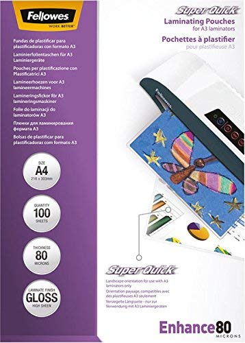 Bolsas para Plastificar FELLOWES 5340302 Fellowes - Filme de laminação, pochetes e folhas - a4, poliéster, vinil, embalagem pano