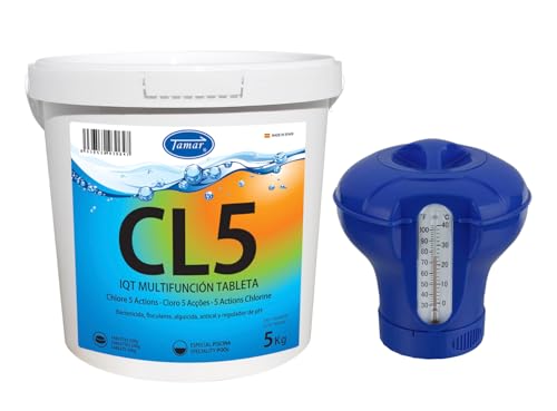 Cloro 5 Ações 5Kg + Termómetro para Cloradores Tamar - Geradores de cloro para piscinas e spas - cloro, ações, 5kg, termómetro