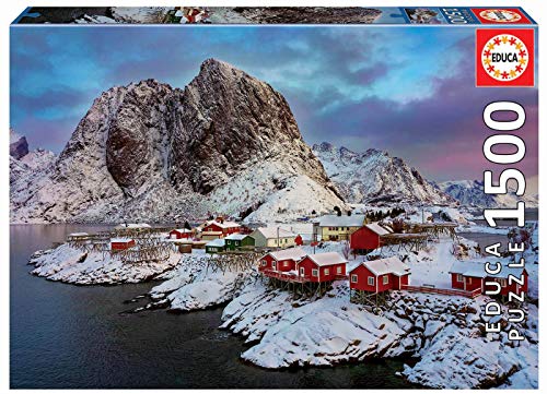 Puzzle 2D JUMBO Ilhas Lofoten Noruega (Idade Mínima: 12 Anos - 1500 Peças) Educa Borrás - Quebra-cabeças de encaixar - 2d, 1500 peças, fixação por bordas, estrutura metálica
