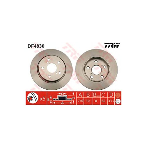 Disco de Freio Auto Trw Df4830 1 Unidades TRW - Sistema de freios de veículos motorizados - disco de freio, trw df4830, volkswagen, 2 unidades