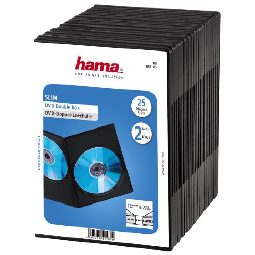 Caixa para Discos Ópticos HAMA Slim Double Hama - Estojos e organizadores de cd/dvd - 2 discos, preto, plástico