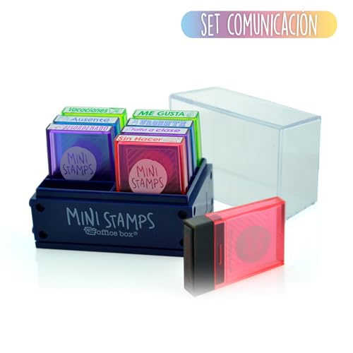 Pack comunição mini sellos motivation office box Fraga Import - Ferramentas de medição e marcação de artesanato - motivação, 8 selos, tinta solida