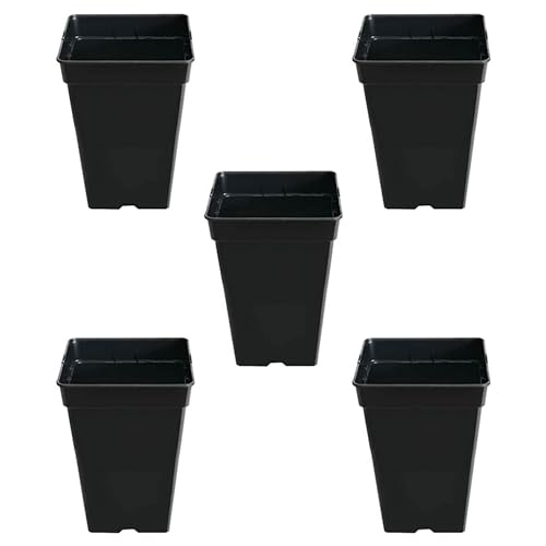 Conjunto 5 Vasos Redondos GROWMANIA Preto (Plástico) GROWMANIA - Móveis de exterior - vasos redondos, plástico, preto