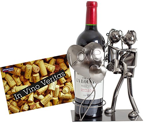 BRUBAKER Porta garrafa decorativa - Escultura em metal - Idéia de presente BRUBAKER - Suportes para garrafas de vinho - decorativa, escultura, metal