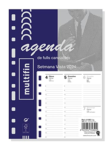 Recarga Multifin Semanal FINOCAM Visão Vertical Cabero Group 1916, S.A. - Calendários, organizadores e planejadores - 11 alças, cantos microperforados, informações extras