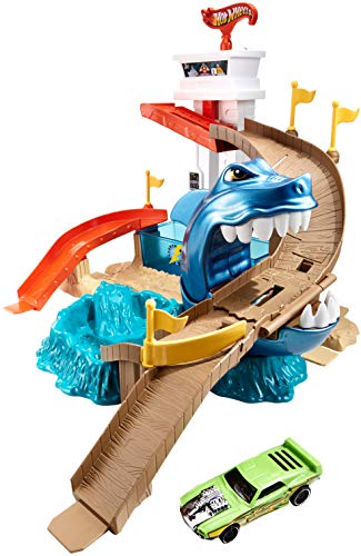 Pista HOT WHEELS Attack Shark (Idade Mínima: 3) Hot Wheels - Conjuntos de brinquedos - pista, Hot Wheels, attack shark, tubarão, tanque dágua, saltos