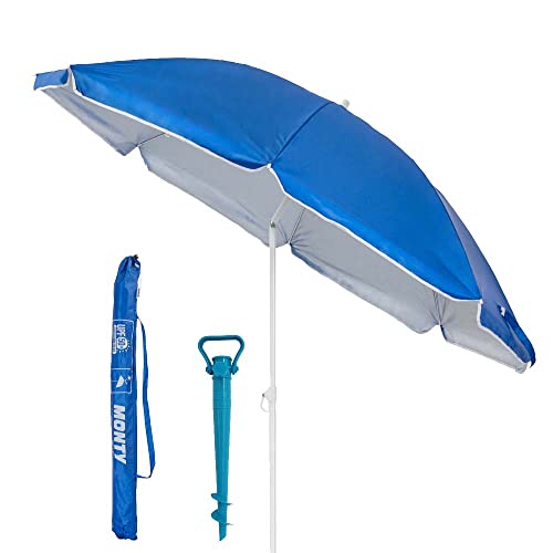 Guarda-Sol para Praia LOLAHOME com Suporte Azul (220cm) LOLAhome - Móveis de exterior - praia, azul, 220cm