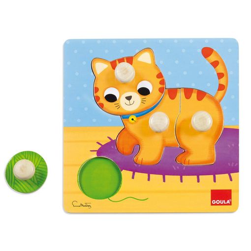 Puzzle 3D GATO DE MADEIRA 22X22 CM (Idade Mínima Recomendada: 8 anos) Goula - Quebra-cabeças de madeira e com pinos - puzzle 3d, gato de madeira, 22x22 cm, coordenação visual, motriz