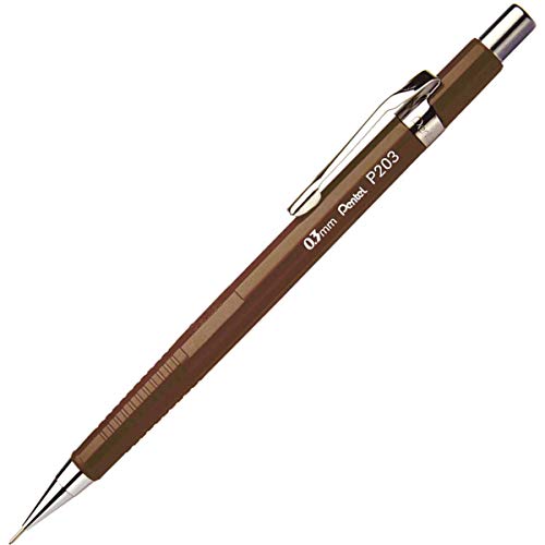 Pentel P203 Conjunto de canetas de tinta permanente Preto, Azul, Castanho, Cinzento, Verde, Vermelho Pentel - Lápis - tinta permanente, fibra de metal, borracha, 5 cores