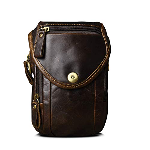 Bolsa LE'AOKUU Homens Pele genuína (Preto - 25 x 12 x 10 cm) Le'aokuu - Bolsas de cintura - pele genuína, 25x12x10 cm, fecho éclair, preto