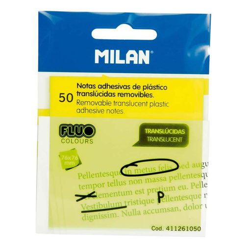 Bloco de Notas Autocolante FLUOR Milan Amarelo (76 x 76 mm) Milan - Notas autoadesivas - autocolante, milan amarelo, 76x76mm