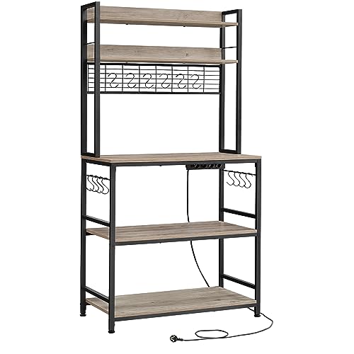 Estante para Cozinha VASAGLE KKS025B02EU | Cinza VASAGLE - Prateleiras industriais - 2 compartimentos, madeira de MDF, resistente ao calor, fácil de limpar