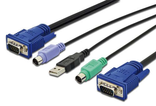 Adaptador DS-19231 (KVM - VGA e PS/2 - 1.8 m - Preto) Digitus - Cabos kvm - 1.8m, ps/2, vga, usb