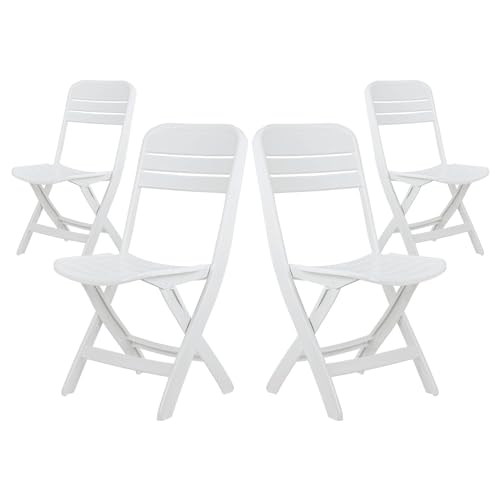 Conjunto de 4 Cadeiras de Jardim BLISS Thinia Branco (52 x 40 x 82 cm) THINIA HOME - Cadeiras - 4 cadeiras, plástico branco, ergonômico, exterior