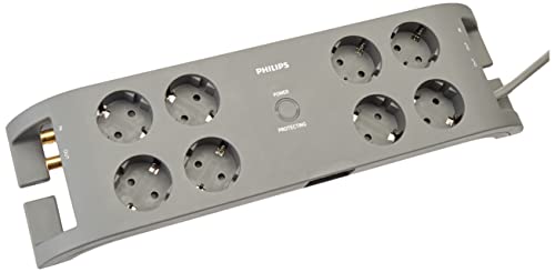 Extensão Elétrica PHILIPS BY PHILIPS 5085B/10 Philips - Fios e cabos elétricos - proteção sobretensões, picos tensão, 8 tomas F, 2 tomas coaxiais, 2 tomas telefónicas