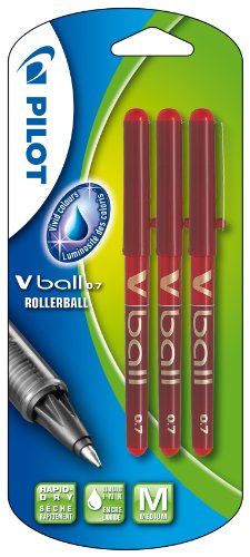 Esferográfica PILOT V-Ball RT Vermelho (Ponta Média) Pilot - Canetas - ponta média, alumínio, design ergonômico, tinta preta
