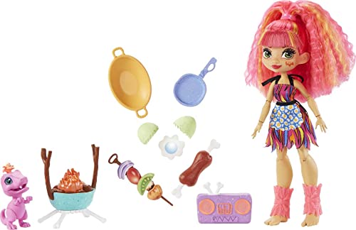 Bonecas MATTEL Enchantimals Cave Club Wild About BBQs With Emberly (Idade Mínima Recomendada: 3 anos) Cave Club - Conjuntos de brinquedos - enchantimals, cave club, bbqs, emberly, 3 anos