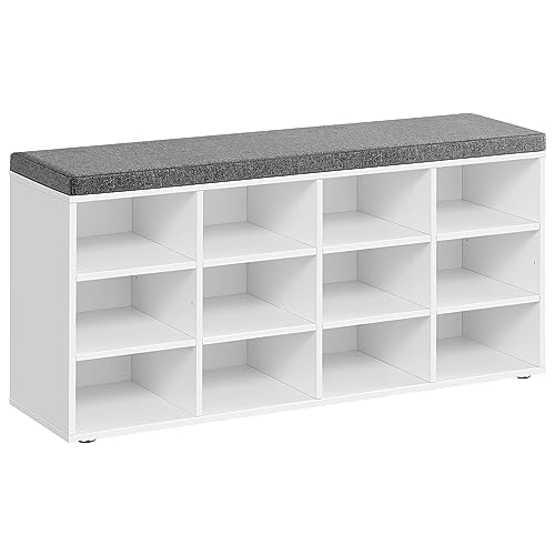 Sapateira VASAGLE LHS012W14 (Branco - Aglomerado e Madeira) VASAGLE - Eletrodomésticos - 100x35,5x45 cm, aglomerado e madeira, plástico, branco
