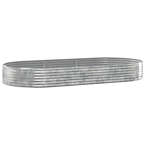 Vaso de jardim vidaXL | Aço recoberto em pó prateado | 296 x 140 x 36 cm vidaXL - Móveis de exterior - aço, prateado, 296x140x36 cm
