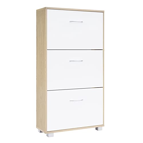 Sapateira CASARIA com 3 Portas (Branco - Melamina - 115 x 61 x 24 cm) Casaria - Organizadores e sapateiras - melamina, 3 portas, 115x61x24 cm