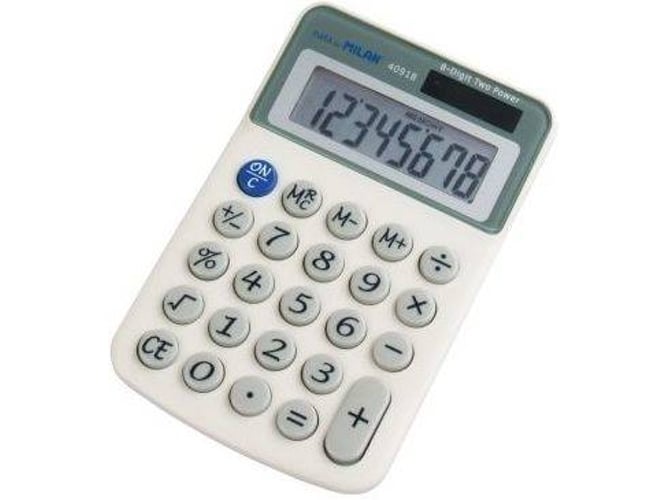 Calculadora MILAN 8 Digitos (Branco - Pilhas) Milan - Calculadoras - 8 dígitos, pilha, célula solar, desligamento automático