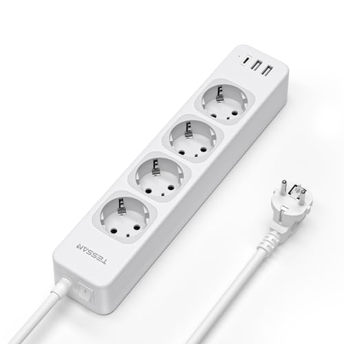 Extensão Elétrica Tessan 7 em 1 com Interruptor e Usb C e Usb A (2m) Zhuhai Tessan Power Technology Co., Ltd. - Fios e cabos elétricos - extensão elétrica, tessan, interruptor, usb-c, usb a