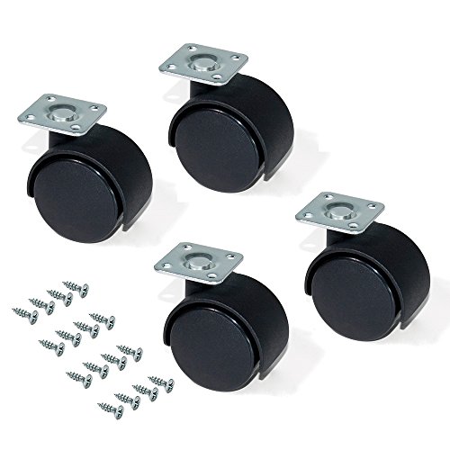 Rodas com Placa de Montagem, EMUCA, D.30Mm, Aço e Plástico, Preto, 4 Ud. Emuca - Rodízios - d.30mm, aço, plástico, preto
