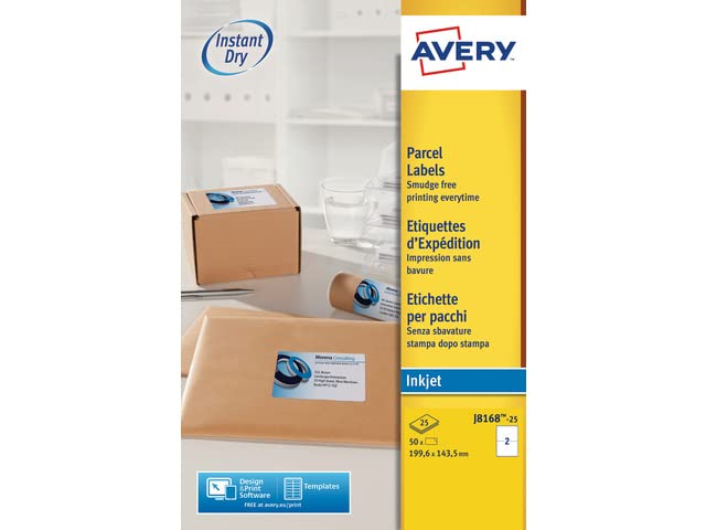 Etiqueta para Impressão Avery J8168-25 | Branco AVE - Etiquetas de endereço - impressão, branco