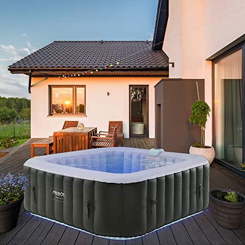 Arebos Spa Hinchável Whirlpool 185X185Cm para 6 Pessoas AREBOS - Spas - hinchável, whirlpool, 6 pessoas, massagem, luzes LED