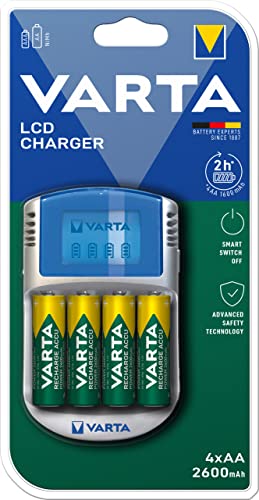 Carregador Pilhas Varta LCD Charger | Preto Varta - Carregadores de bateria de uso geral - carregador, pilhas, varta, lcd charger, preto, aa/aaa