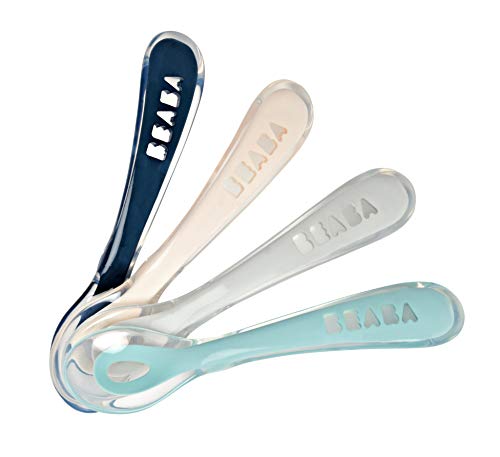 Conjunto de 4 Talheres para Bebés BÉABA Silicone Beaba - Talheres - silicone, flexível, adaptado à boca, suporte