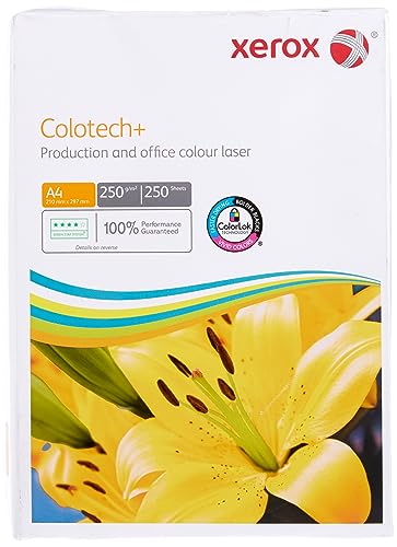Xerox Colotech+ - Papel premium Branco 250 g/m² A4 - Pacote de 250 folhas Xerox - Papel de impressora e copiadora - papel premium, branco, a4, 250 g/m²