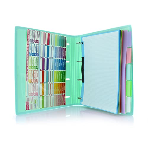 Dossier A4 com Blocos Azul Pastel e 280 Etiquetas OFFICE BOX Fraga Import - Pastas Organizadoras - a4, fecho de borracha, separadores XTRA, etiquetas adesivas