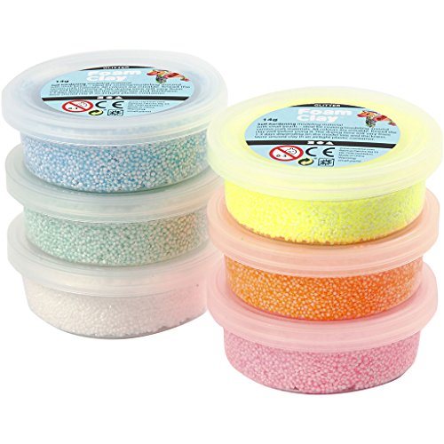 Kit de Artesanato Infantil CREATIV COMPANY 78812 Foam Clay - Materiais de cerâmica e escultura - 6 cores, 3 moldes, dermatologicamente testada, pouca secagem