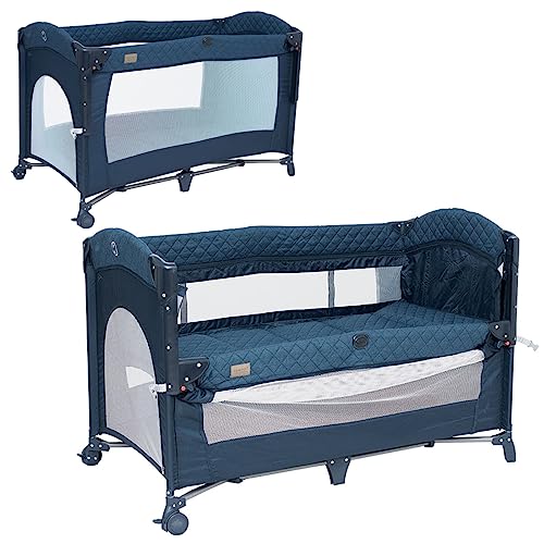 Berço OLMITOS Classic Travel Cot Azul (Recondicionado Como Novo) Olmitos - Parques infantis - berço 3 em 1, rodas, colchão confortável, fácil de montar, saco de transporte