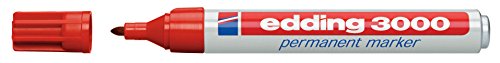 Marcador Permanente EDDING 3000 Vermelho (Ponta de 1,5 a 3 mm) Edding - Marcadores e marcadores de texto - permanente, vermelho, 1,5-3mm