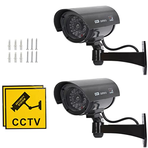 Câmara de Vigilância Simulada 2Pcs Câmara Fictícia com Suporte de Parede 'N/A' - Câmeras de vigilância falsas - simulada, 2pcs, suporte de parede, plástico