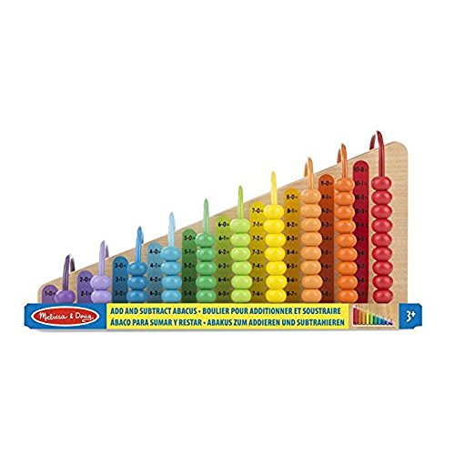 Brinquedo Didático MELISSA & DOUG Add & Subtract Abacus Melissa & Doug - Ábacos de brinquedo - brinquedo didático, 55 contas coloridas, prateleiras reversíveis, madeira maciça